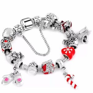 NEW Sterling Silver Xmas Snowman Charm Bracelet